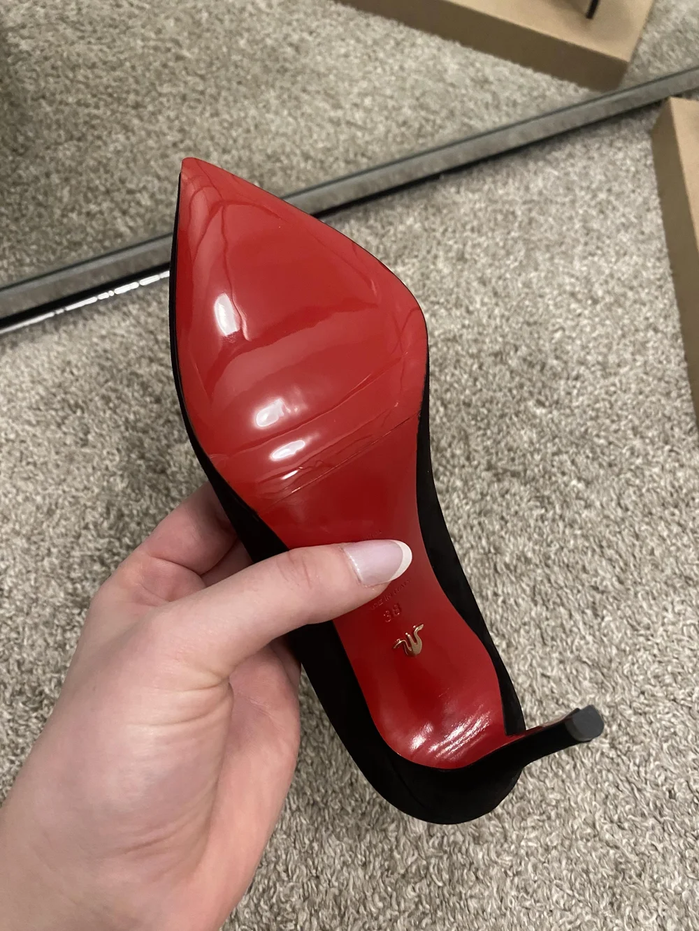 Christian Louboutin Custom Hot Chick 100mm Black Suede Size 38